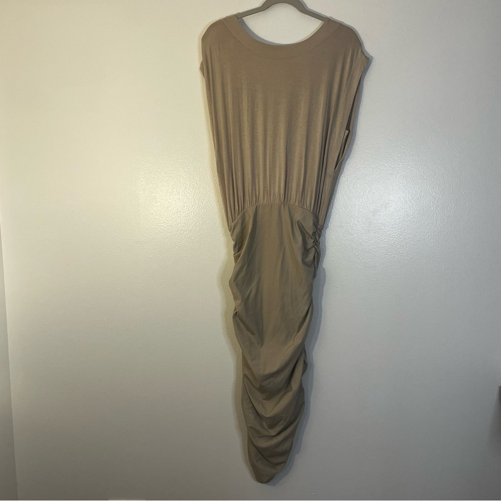 By Malene Birger | Ruched sexy tan dress T-shirt top Women’s size S fitted skirt